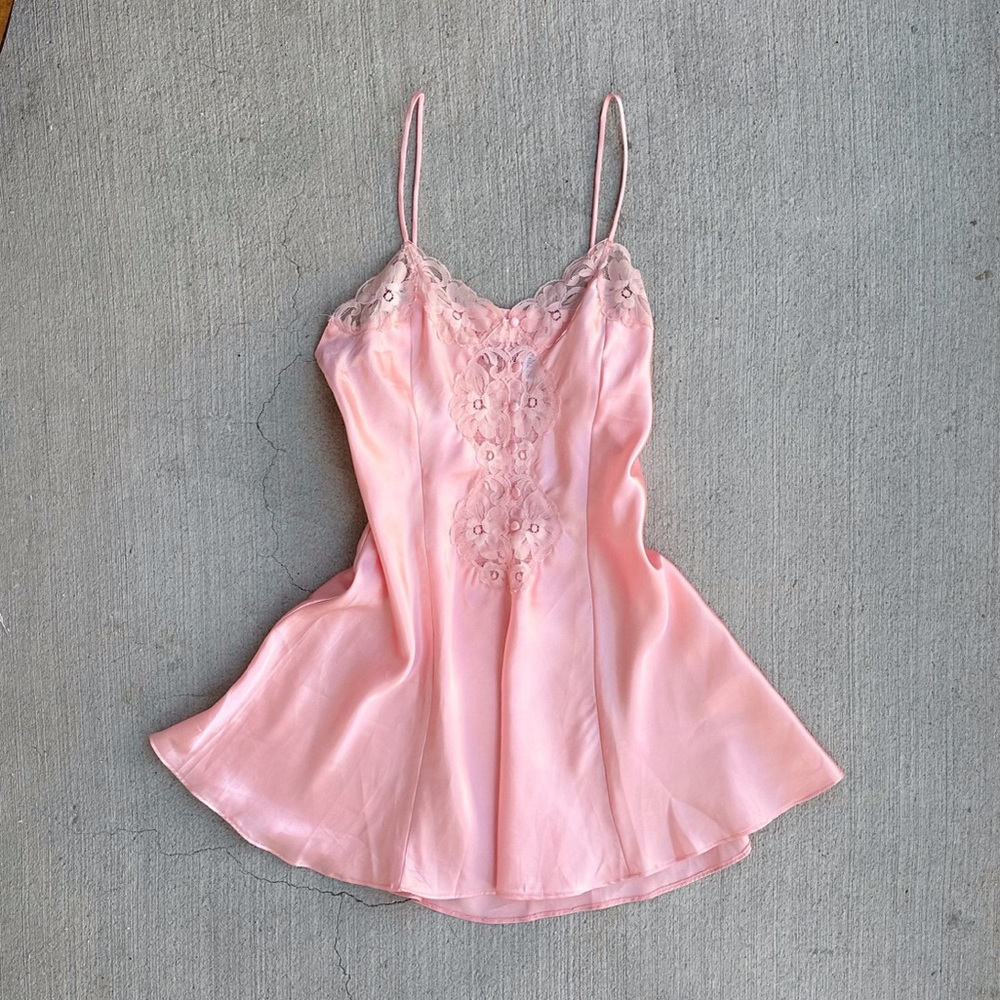 vintage pink satin babydoll